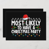 クリスマスのパーティー家族が最も多い 招待状 (正面/裏面)