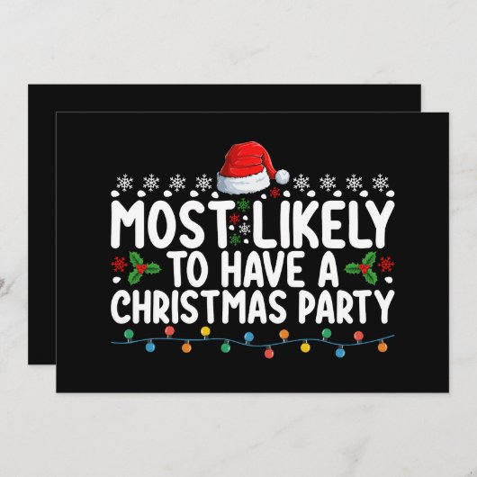 クリスマスのパーティー家族が最も多い 招待状 (正面/裏面)