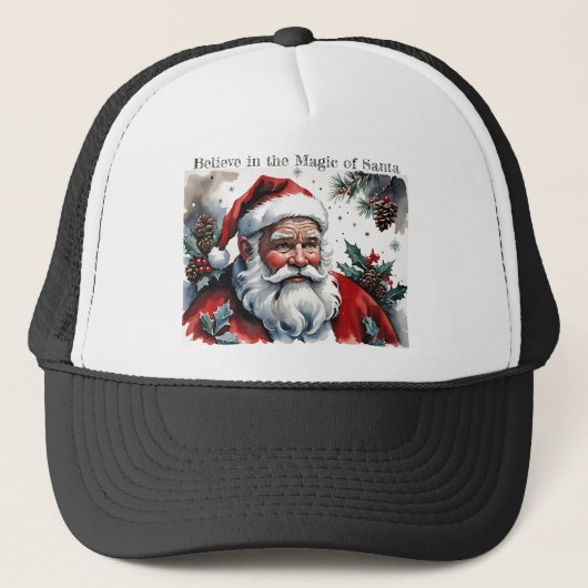 クリスマスのヒイラギとサンタの魔法に満ちた世界 キャップ (正面)