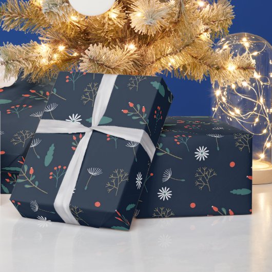 クリスマスのヒイラギと葉 ラッピングペーパー (クリスマス)