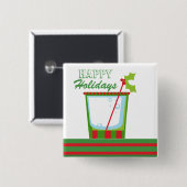 クリスマスのヒイラギのカクテルの幸せな休日 缶バッジ (正面&裏面)