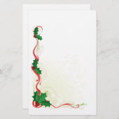 クリスマスのヒイラギのボーダー 便箋 (正面/裏面)