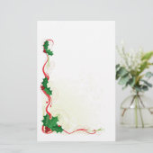クリスマスのヒイラギのボーダー 便箋 (スタンド正面)