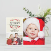 クリスマスのヒイラギのリースのタイポグラフィの2写真カード シーズンカード (スタンド正面)