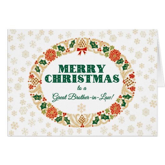 クリスマスのヒイラギのリース、義理の兄弟、雪片 (正面横)