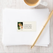 クリスマスのヒイラギの女の子のヴィンテージの宛名ラベル ラベル (インサイチュ)