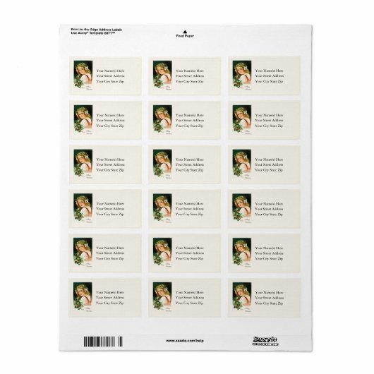 クリスマスのヒイラギの女の子のヴィンテージの宛名ラベル ラベル (フルシート)