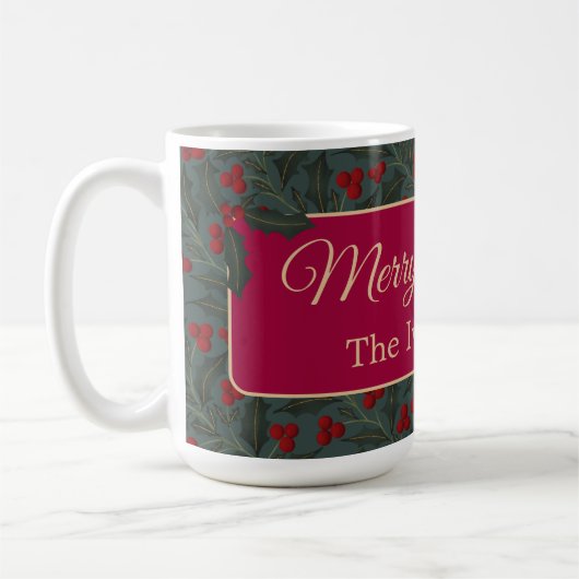 クリスマスのヒイラギの実 コーヒーマグカップ (左)