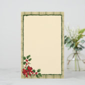 クリスマスのヒイラギの文房具 便箋 (スタンド正面)