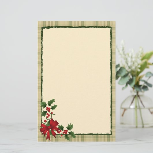 クリスマスのヒイラギの文房具 便箋 (スタンド正面)
