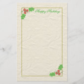 クリスマスのヒイラギの文房具 便箋 (正面)