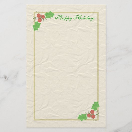 クリスマスのヒイラギの文房具 便箋 (正面)