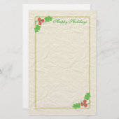 クリスマスのヒイラギの文房具 便箋 (正面/裏面)