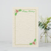 クリスマスのヒイラギの文房具 便箋 (スタンド正面)