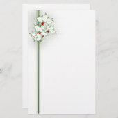 クリスマスのヒイラギの文房具 便箋 (正面/裏面)