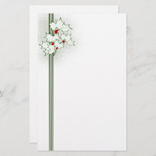 クリスマスのヒイラギの文房具 便箋 (正面/裏面)