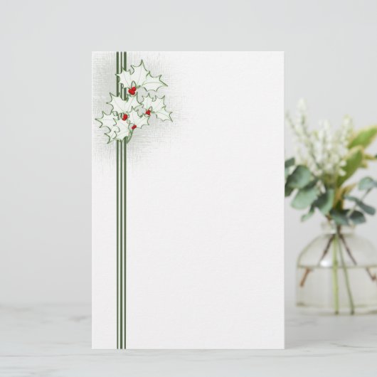 クリスマスのヒイラギの文房具 便箋 (スタンド正面)