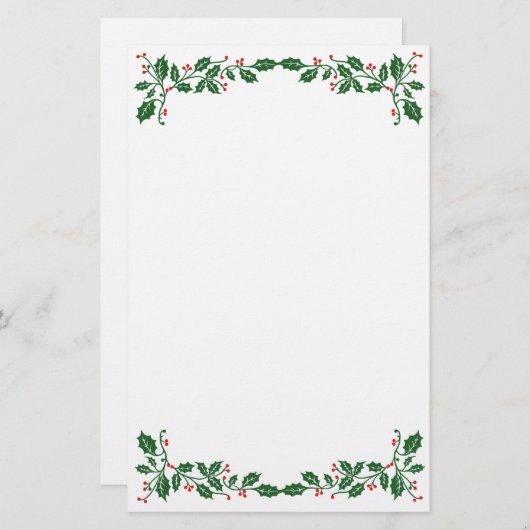 クリスマスのヒイラギの果実のカスタムの写真 便箋 (正面/裏面)