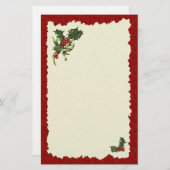 クリスマスのヒイラギの果実の文房具 便箋 (正面/裏面)