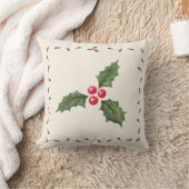 クリスマスのヒイラギの果実の枕 クッション (ブランケット)