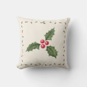 クリスマスのヒイラギの果実の枕 クッション (正面)