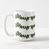 クリスマスのヒイラギの枝 赤 緑 白 コーヒーマグカップ (左)