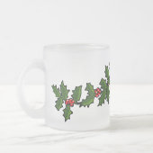 クリスマスのヒイラギの枝 赤 緑 白 フロストグラスマグカップ (左)