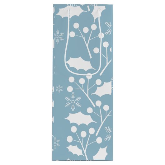 クリスマスのヒイラギの葉および果実 ワインギフトバッグ (正面)