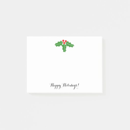 クリスマスのヒイラギの葉と実 冬の休日 ポストイット (正面)