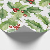 クリスマスのヒイラギの葉 ラッピングペーパー (角)