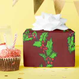クリスマスのヒイラギリースのベクターアート ラッピングペーパー
