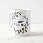 クリスマスのヒイラギリース マグ (正面左)
