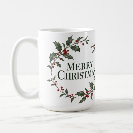 クリスマスのヒイラギリース マグ (左)