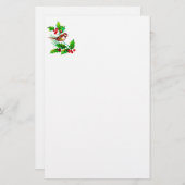 クリスマスのヒイラギ及び鳥IIの文房具 便箋 (正面/裏面)