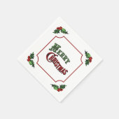 クリスマスのヒイラギ スタンダードカクテルナプキン (角)