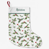 クリスマスのヒイラギ 伝統的 スモールクリスマスストッキング (正面)
