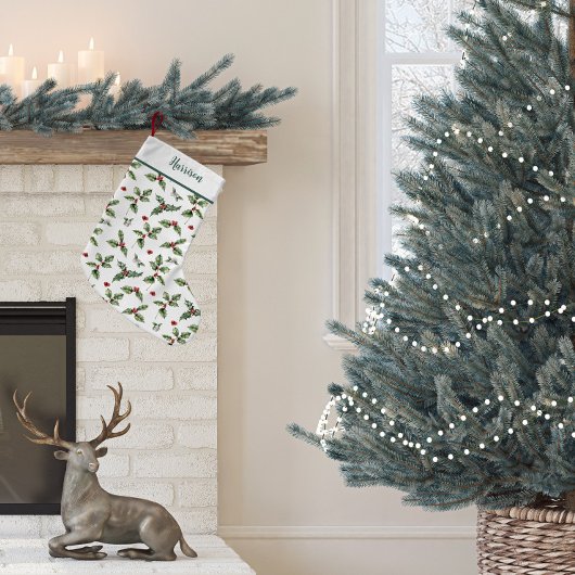 クリスマスのヒイラギ 伝統的 スモールクリスマスストッキング