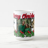 クリスマスのヒイラギ 写真3枚入り コーヒーマグカップ (中央)