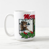 クリスマスのヒイラギ 写真3枚入り コーヒーマグカップ (左)
