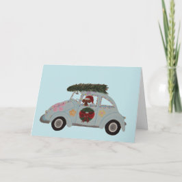 クリスマスのヒッピーカーのダックスフント カード