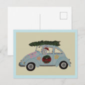 クリスマスのヒッピーカーのプードル ポストカード (正面/裏面)