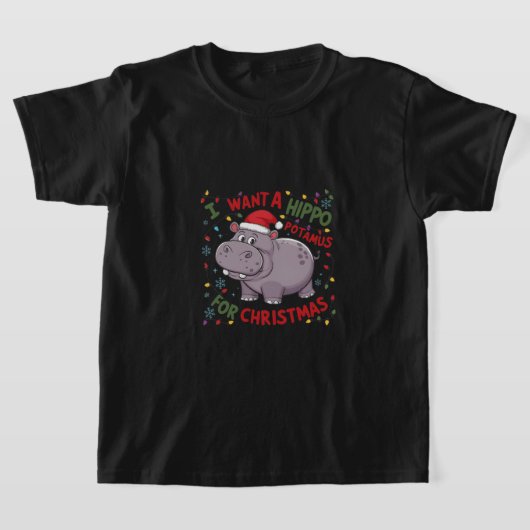 クリスマスのヒッポの願い Tシャツ (レイダウン)
