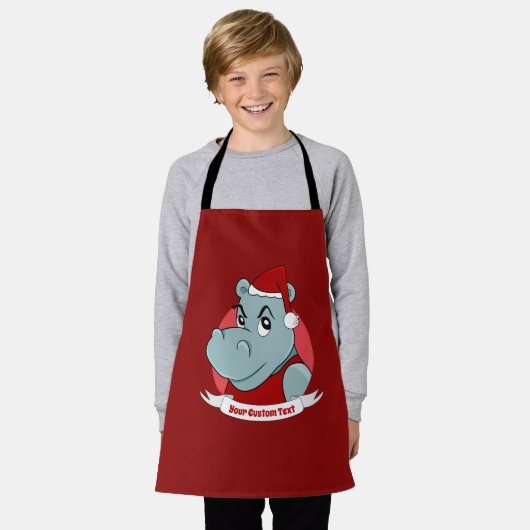クリスマスのヒッポ漫画 エプロン (着用した状態)