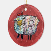 クリスマスのヒツジの木のオーナメント セラミックオーナメント (左)