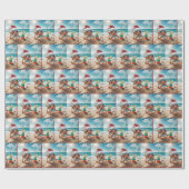 クリスマスのヒトデとカクテル ラッピングペーパー (フラット)