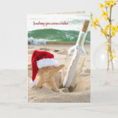 クリスマスのヒトデとボトル カード (黄色い花)