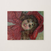 クリスマスのビクトリア朝の子供の赤い帽子の少女の肖像画 ジグソーパズル (横)