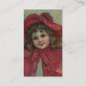 クリスマスのビクトリア朝の子供の赤い帽子の少女の肖像画 名刺 (裏面)