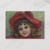 クリスマスのビクトリア朝の子供の赤い帽子の少女の肖像画 名刺 (裏面)