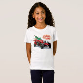クリスマスのビンテージカー Tシャツ (正面フル)